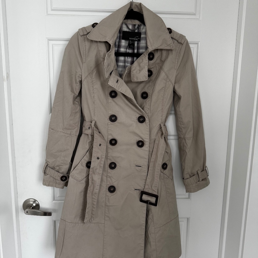 Mango Trench Coat -Taupe - Lined - XS